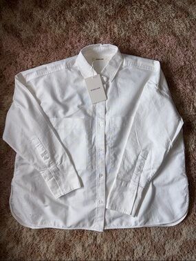 Everlane boxy oxford button up white - small